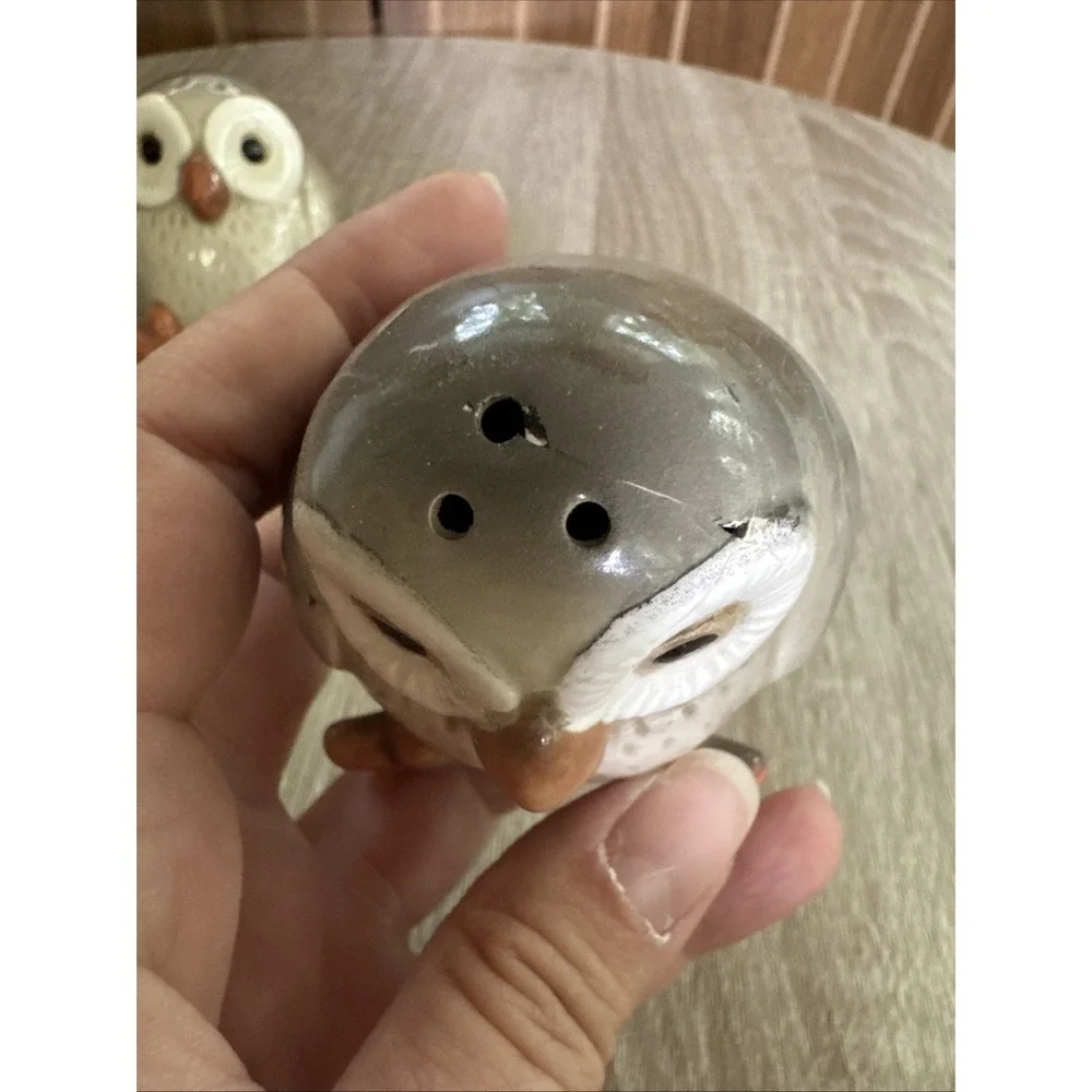Fitz And Floyd Baby Owl Salt And Pepper Shakers Vintage Hand Painted 3 in—READ
